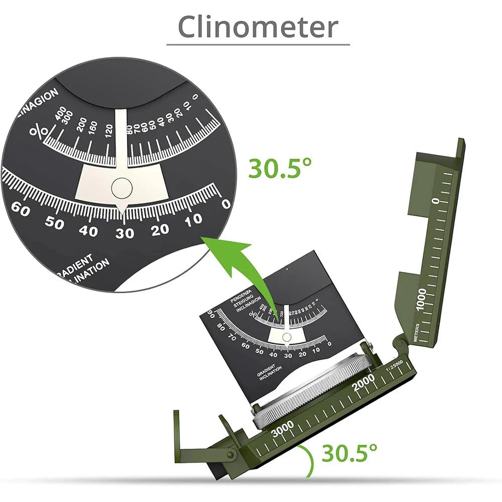 Multifunctional High-Precision Waterproof Military Compass for Camping & Hiking — Metal Survival Compass with Fluorescent Dial, 3.7 x 2.6 x 1.1 in (9.4 x 6.6 x 2.8 cm)