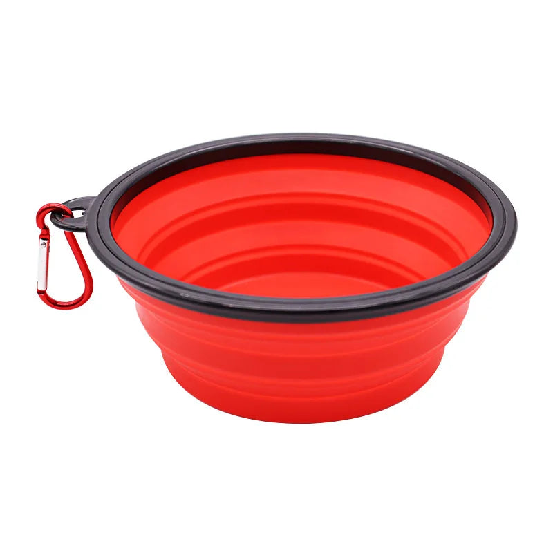 Collapsible Silicone Pet Travel Bowl with Bottle & Carabiner – 2-in-1 Food & Water Dispenser (350/650/1000 ml | 11.8/22/33.8 fl oz)