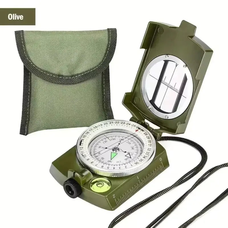 Multifunctional High-Precision Waterproof Military Compass for Camping & Hiking — Metal Survival Compass with Fluorescent Dial, 3.7 x 2.6 x 1.1 in (9.4 x 6.6 x 2.8 cm)